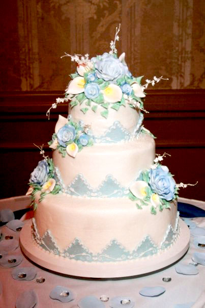 teal butterfly wedding cake